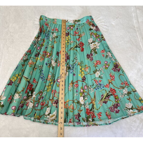 PINKO Women's Green Floral Garden Print Pleated Midi Skirt Size 8/44 - Picture 11 of 11
